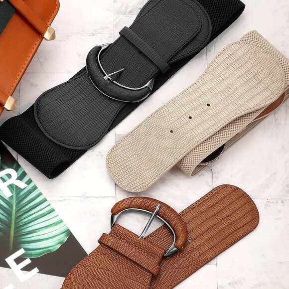 Women Wide Elastic Leather Belt Pack for Dress Casual Fashion Accessories - Picture 5 of 6